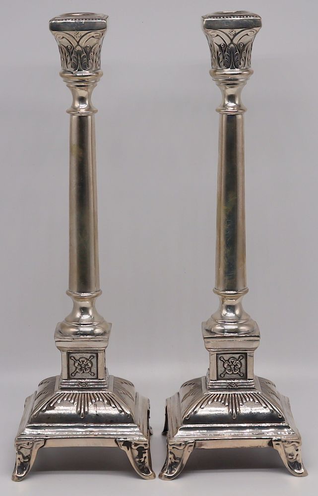 Appraisal: SILVER M Rozenblatt Polish Silver Candlesticks Pair of early th