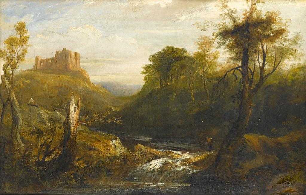 Appraisal: ENGLISH SCHOOL TH CENTURY CARREG CENNEN CASTLE x cm