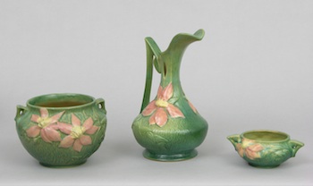 Appraisal: A Lot of Three Roseville Clematis Ceramics A lot of