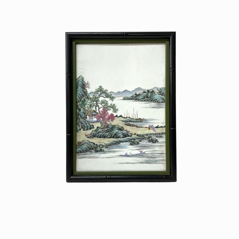 Appraisal: Chinese Porcelain Plaque Hand Painted Landscape Chinese Porcelain Plaque Hand