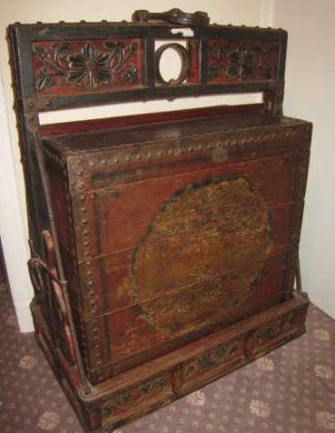 Appraisal: Antique Chinese Ornate Iron Wood Wedding Chest From a Harrison