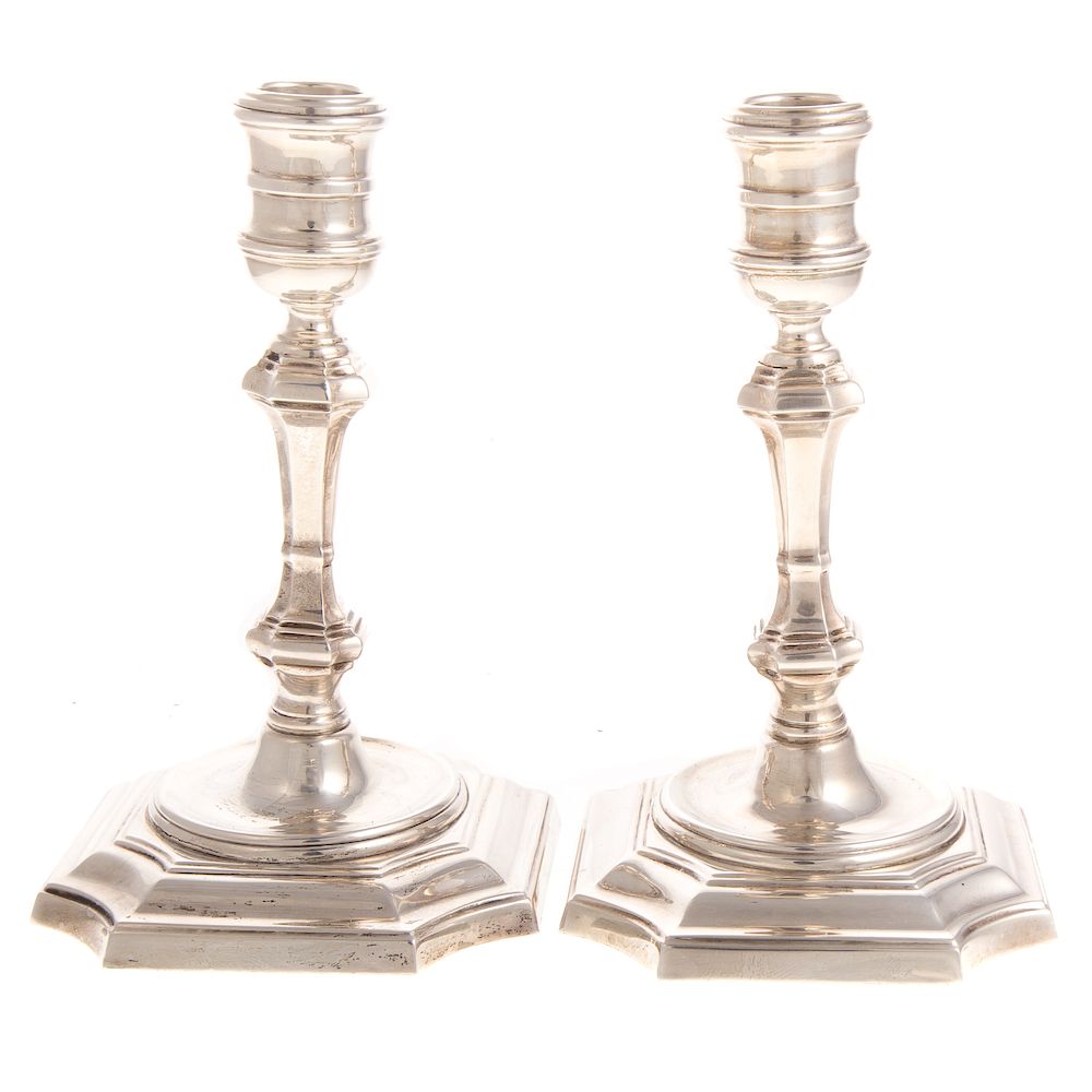 Appraisal: Pair Cartier sterling silver candlesticks model in H weighted