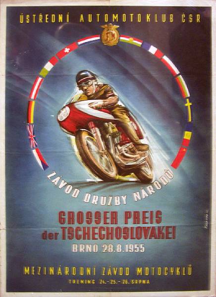 Appraisal: A Federation of International Motorcyclists Czech Grand Prix racing poster