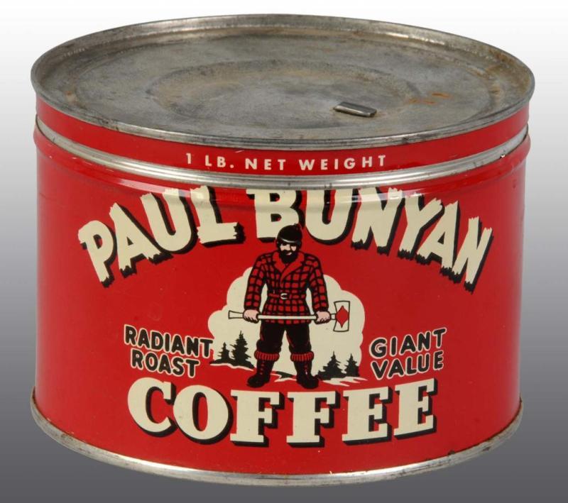 Appraisal: Paul Bunyan Coffee Tin Description Displays solid color and shine