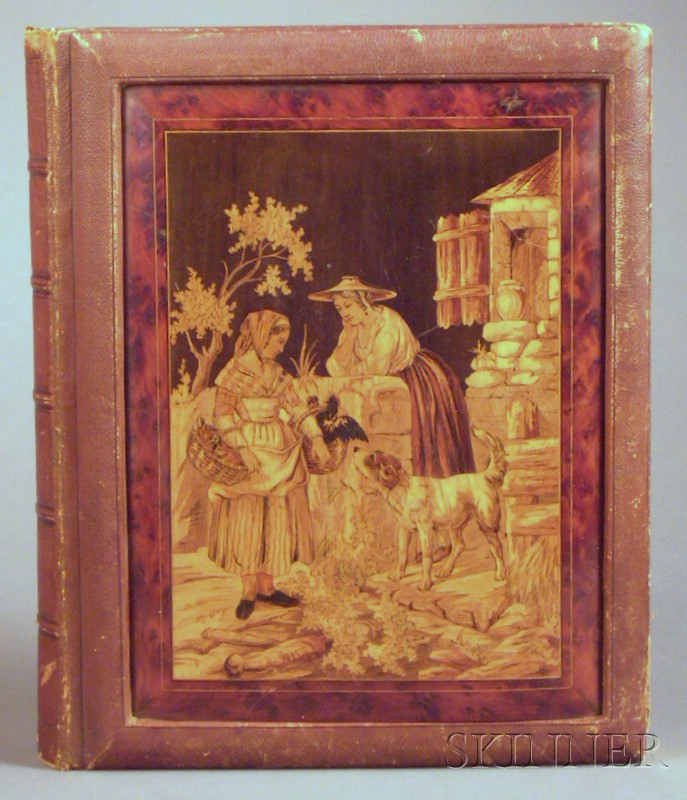 Appraisal: Decorative Binding Marquetry Inlaid Scrapbook front cover inlaid in various