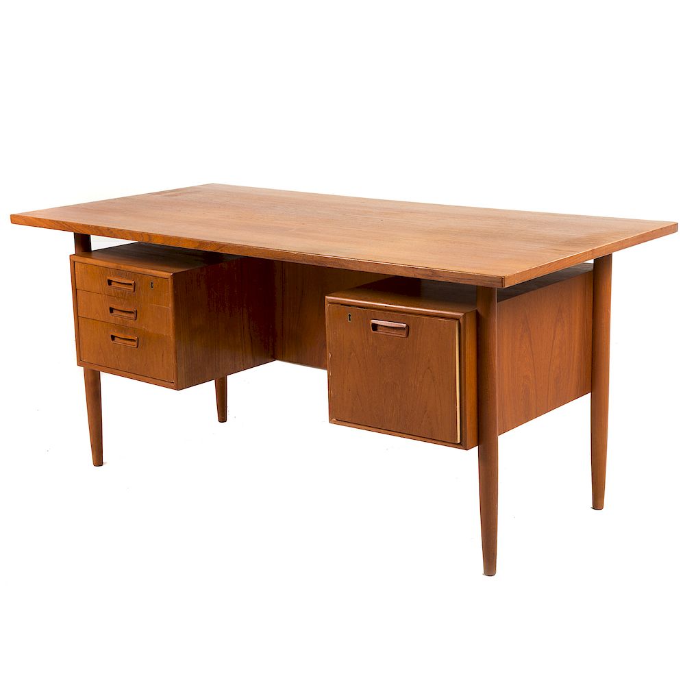 Appraisal: H P Hansen Danish Modern Teakwood Desk mid- th century