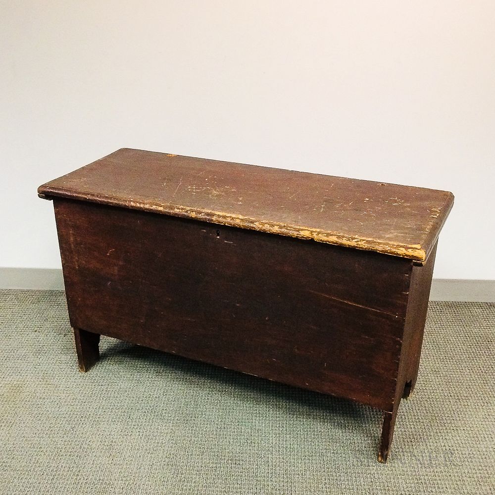 Appraisal: Red-painted Pine Six-board Chest Red-painted Pine Six-board Chest ht wd