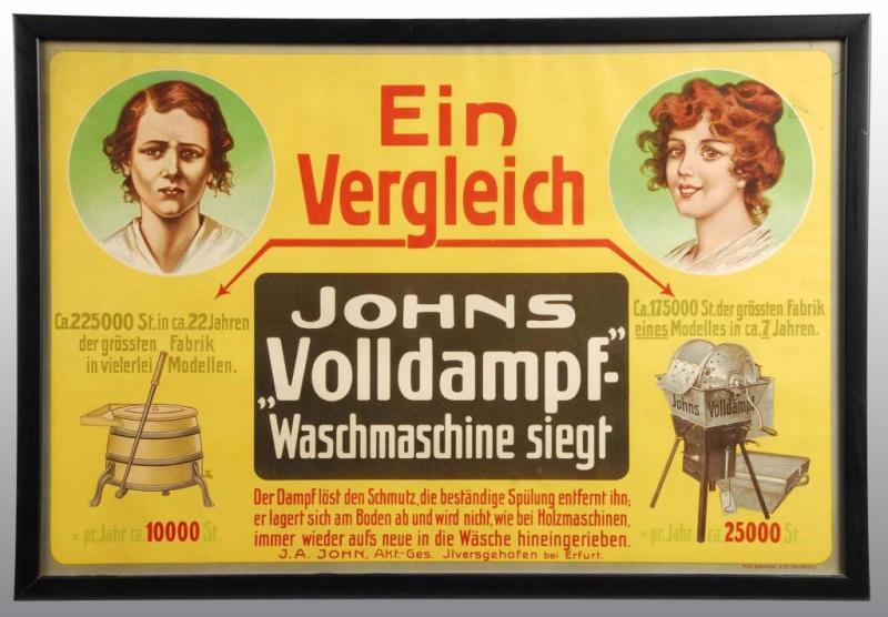 Appraisal: Paper Ein Vergleich Washing Machine Poster Description German Condition Excellent