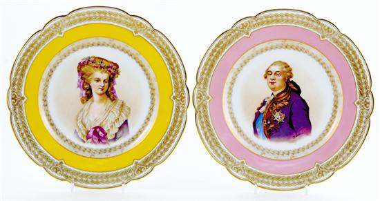 Appraisal: Pair Sevres Louis XV and Mme Lamballe plates late th