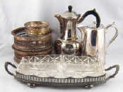 Appraisal: Silver plate An hors d'oeuvre dish two covered pots a