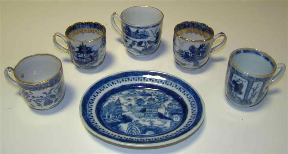 Appraisal: GROUP OF CHINESE EXPORT BLUE AND WHITE PORCELAIN including a