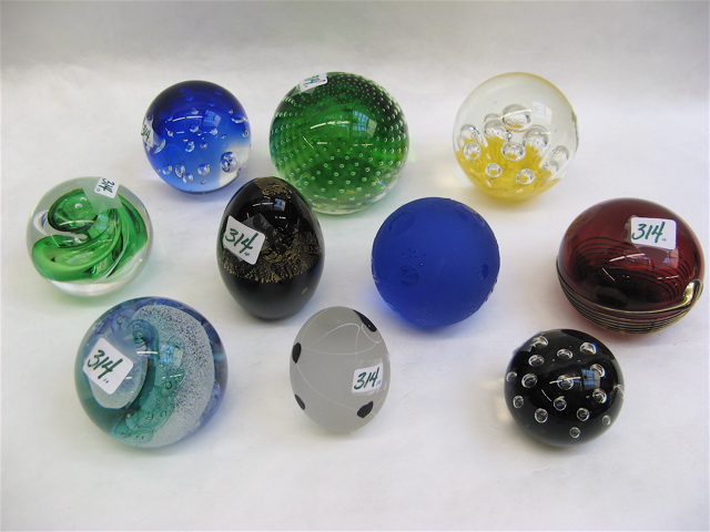 Appraisal: COLLECTION OF TEN ART GLASS PAPERWEIGHTS are globe form includes