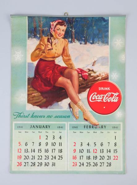 Appraisal: Coca-Cola Calendar Moderate wear and soiling with fold lines and