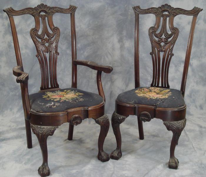 Appraisal: carved mahogany Chippendale style dining room chairs with balloon shaped