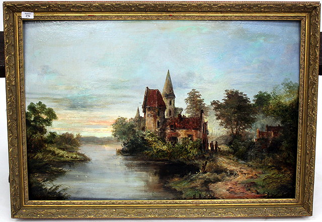 Appraisal: A DECORATIVE OIL PAINTING on board of a French Chateau