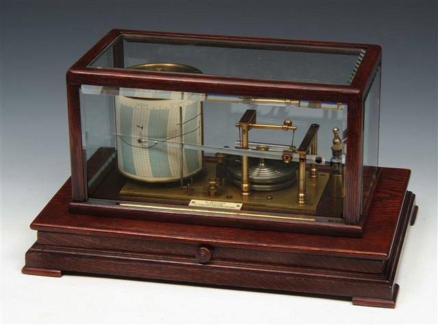 Appraisal: AN OAK CASED BAROGRAPH the case with bevelled glass plates