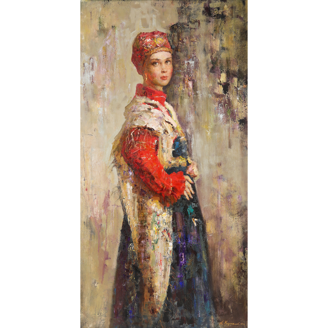 Appraisal: PAINTING ANDREI KARTASHOV Andrei Kartashov Ukrainian b Girl in Kokoshnik