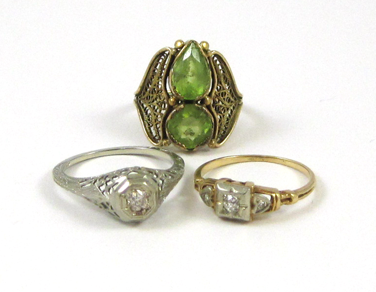 Appraisal: COLLECTION OF THREE GOLD RINGS including an k white gold