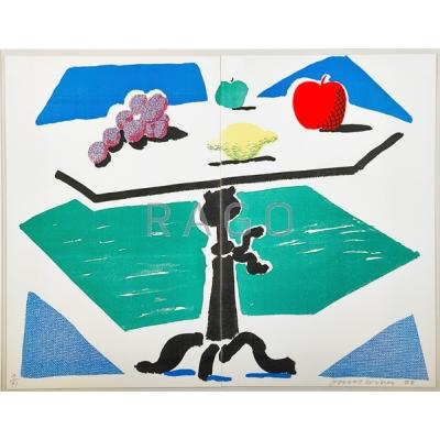 Appraisal: David Hockney British b Apples Grapes and Lemon on a