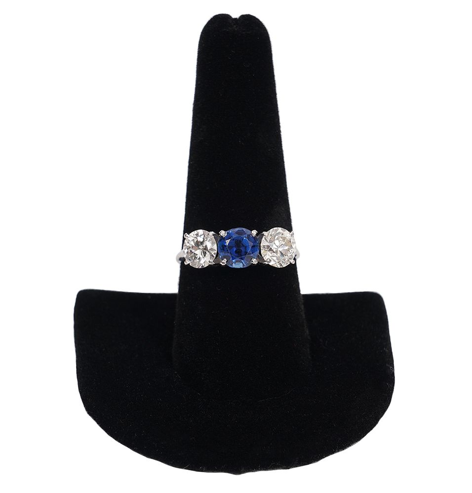 Appraisal: Classic Diamond Sapphire Platinum Ring Diamond sapphire platinum stone ring