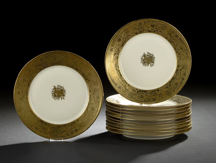 Appraisal: Set of Twelve Superieur Limoges Porcelain Dinner Plates first quarter