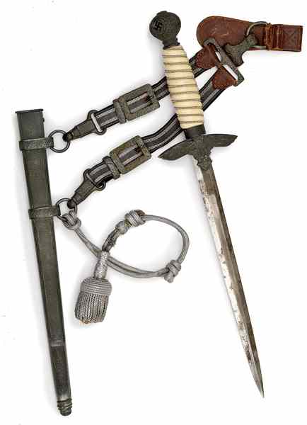 Appraisal: German WWII nd Model Luftwaffe Dagger with Hangers and Portepee