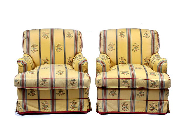 Appraisal: A PAIR OF CONTEMPORARY HOWARD CHAIRS LIMITED DEEP ARMCHAIRS upholstered