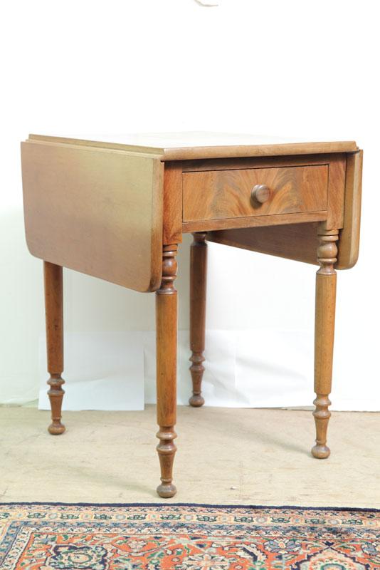 Appraisal: ONE DRAWER DROPLEAF STAND Maple with a wooden pull burlwood