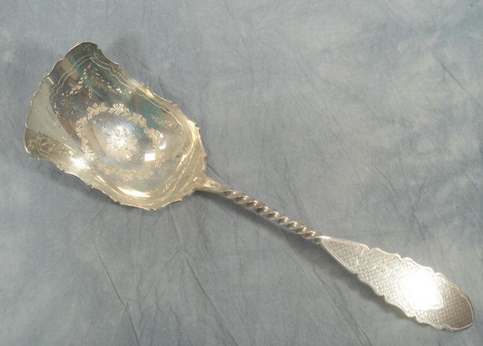 Appraisal: Coin silver Bailey Co bright cut vegetable spoon l TO