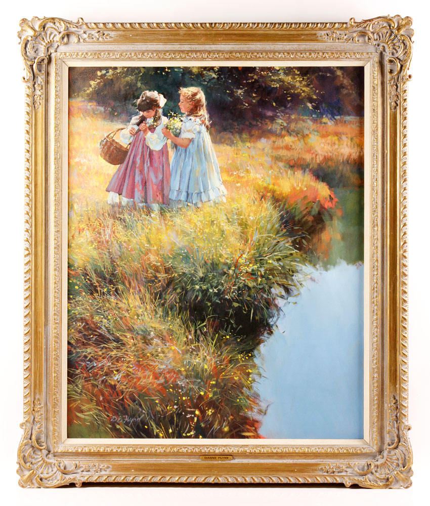 Appraisal: - Flynn Girls Picking Flowers O C Dianne Flynn English