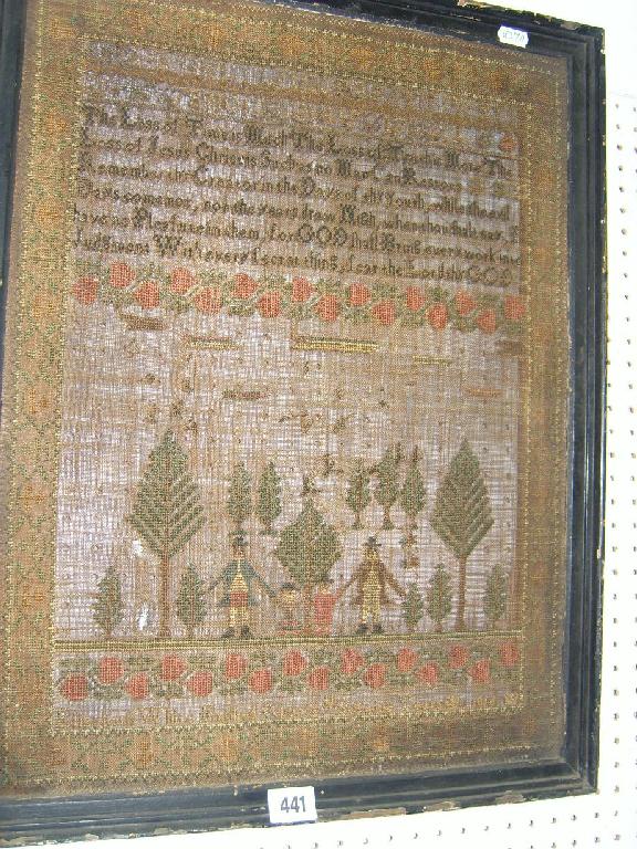 Appraisal: An early th century needlework sampler worked by Elizabeth White