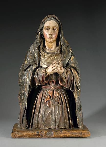 Appraisal: A fine Spanish Renaissance polychrome figure of the Virgin Mary