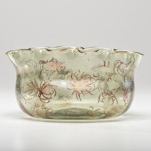 Appraisal: mile Gall French Thistle Bowl enameled glass signed ' mile