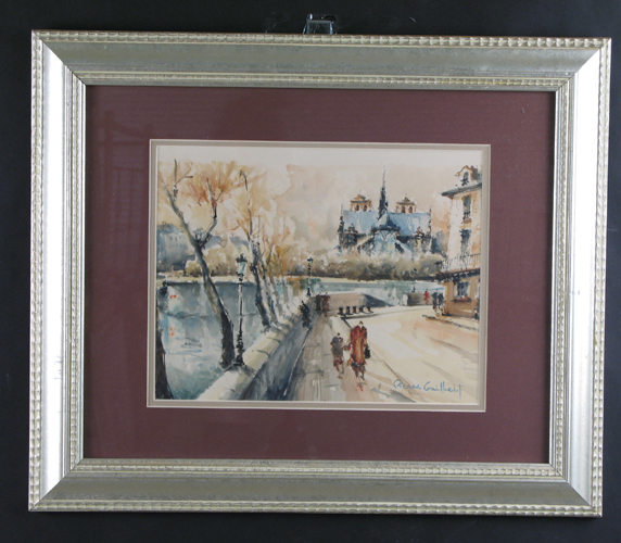 Appraisal: PIERRE GAILLARDOT French - Watercolor on paper titled Les Pietons