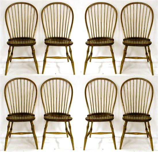 Appraisal: Eight bow back windsor chairs marked L E Partridge on