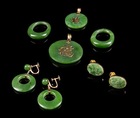 Appraisal: Sale Lot A Group of Chinese Spinach Jade Articles comprising