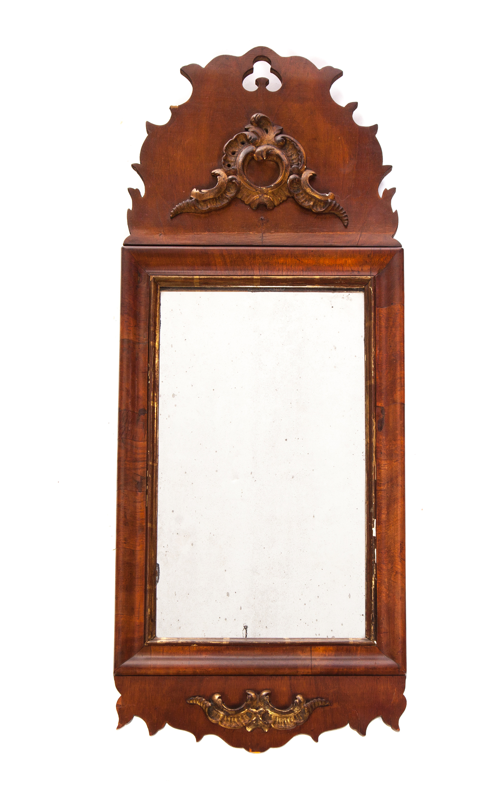 Appraisal: QUEEN ANNE MIRROR Mid th century mixed woods mahogany veneer