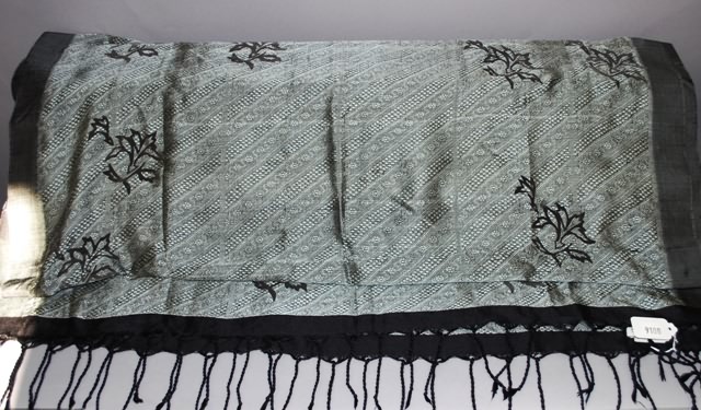 Appraisal: Dries Van Noten woven gray and black silk scarf with