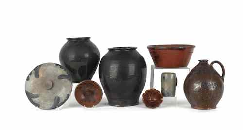 Appraisal: Group of American redware th c to include an ovoid