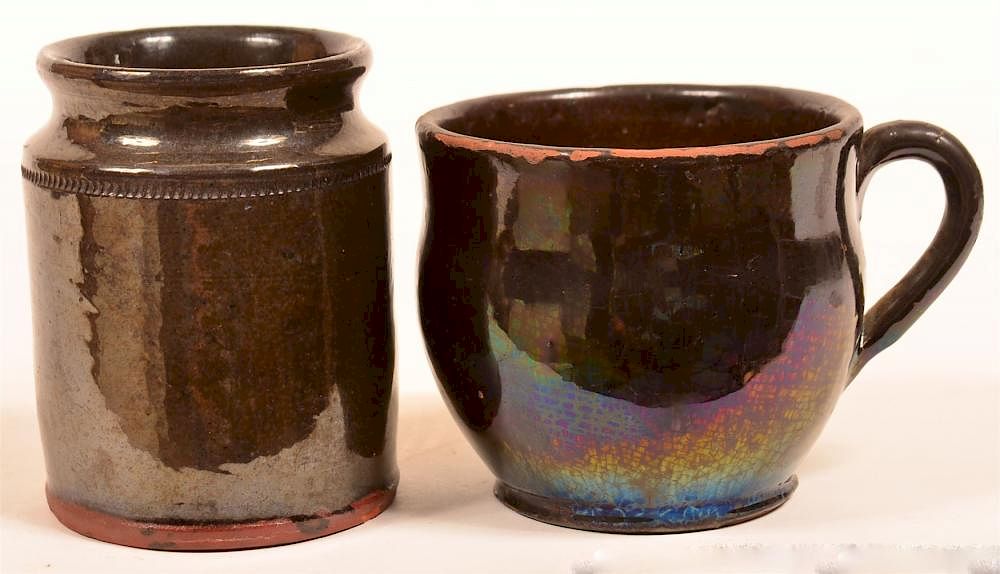 Appraisal: Two Pieces of Manganese Glazed Redware Two Pieces of th