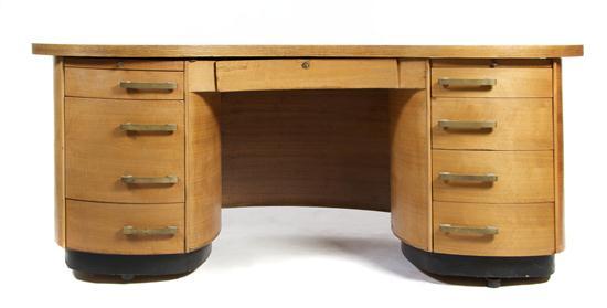 Appraisal: n Art Deco Style Pedestal Desk Lemco the reniform top