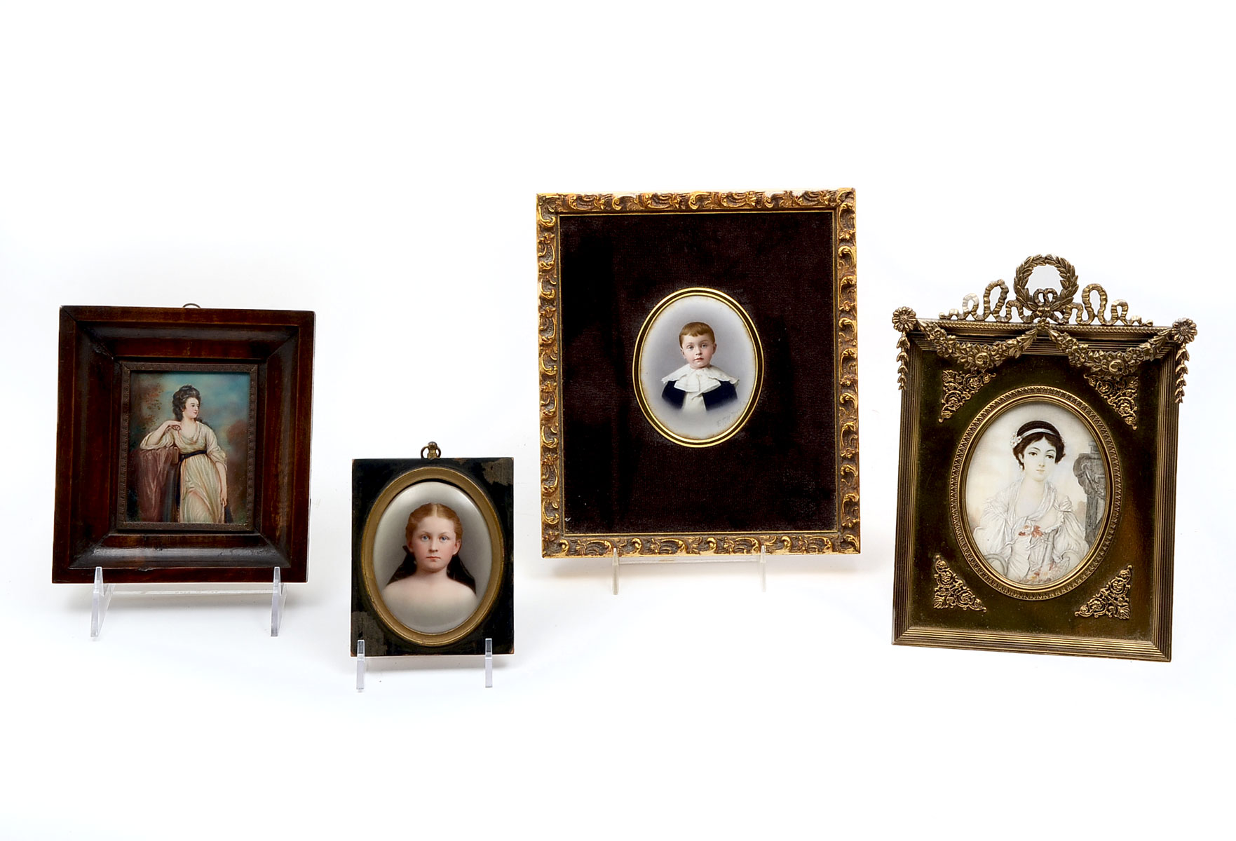 Appraisal: PIECE MINIATURE PAINTING LOT To include oval painting on porcelain