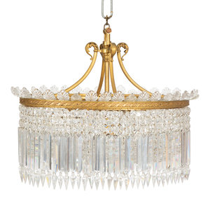 Appraisal: A Scandinavian Style Gilt Bronze and Cut Glass Oval Chandelier