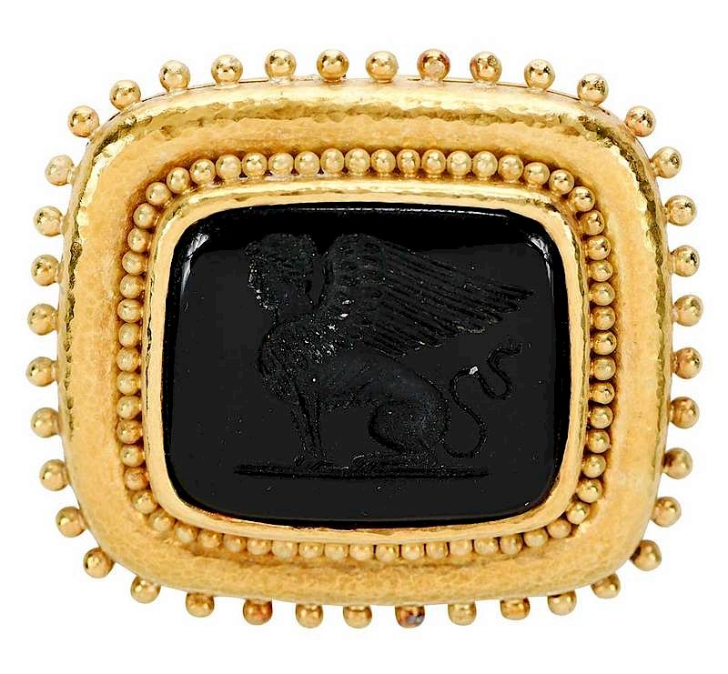 Appraisal: Elizabeth Locke kt Intaglio Brooch and pendant black onyx sphinx