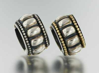 Appraisal: A Pair of Sterling Silver and k Gold Earrings by