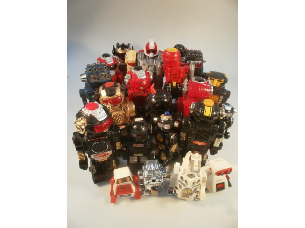 Appraisal: A quantity of plastic battery operated robots including a Japanese