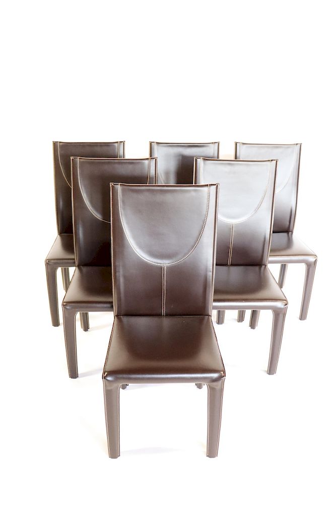 Appraisal: Roche Bobois Vintage Chocolate Leather Chairs From a Greenwich CT