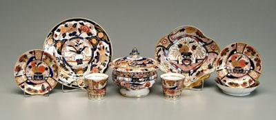 Appraisal: Eight pieces ironstone all in the Imari taste cobalt and