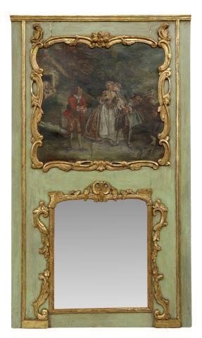 Appraisal: French Louis XVI style trumeau mirror th c parcel gilt