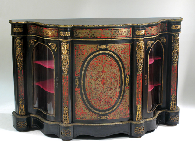 Appraisal: NAPOLEON III EBONIZED AND ORMOLU MOUNTED BOULLE CABINET French mid